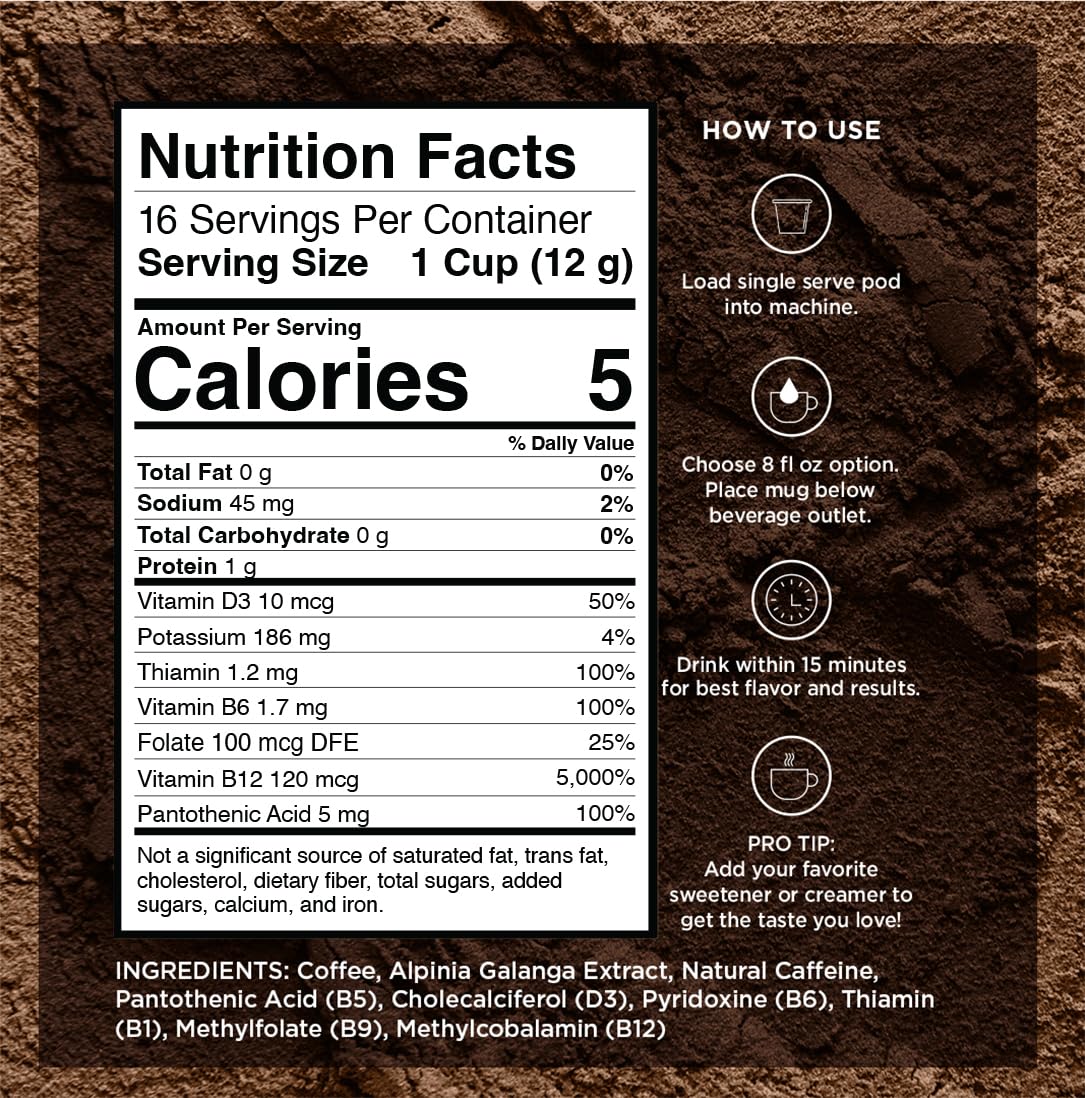 VitaCup Lightning Coffee Pods label highlights 2x caffeine for sharper alertness.