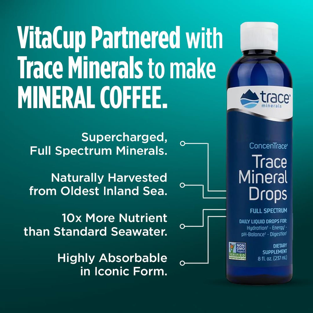 VitaCup Mineral Coffee ground bag 10oz ready for brewing.