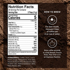 VitaCup Vanilla Mushroom Coffee Grounds featuring Lions Mane for focus.