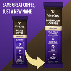 VitaCup Mushroom Coffee Instant Stick used in a busy morning routine.