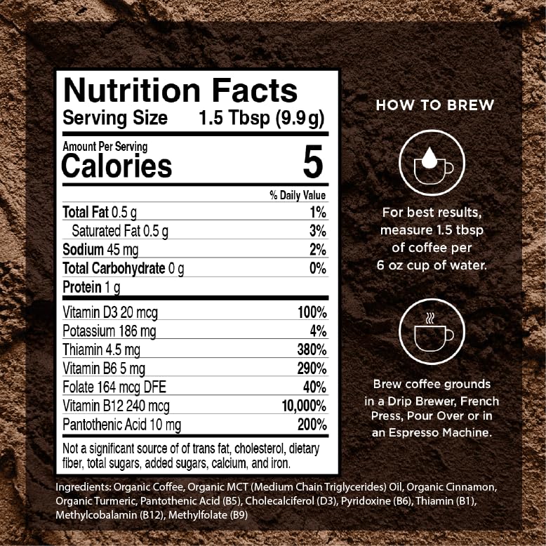 VitaCup Organic Genius Ground coffee grounds close-up highlighting a rich roast.