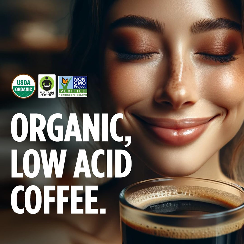 VitaCup Perfect Low Acid Coffee Ground Guatemala beans close-up highlighting origin and aroma