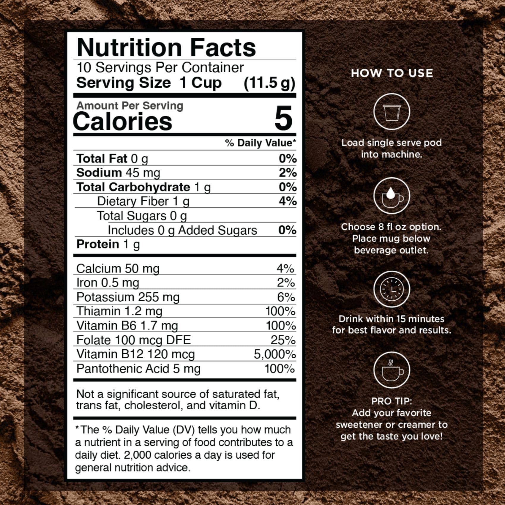 VitaCup Slim Organic Coffee Pods closeup with bold medium-dark Arabica roast