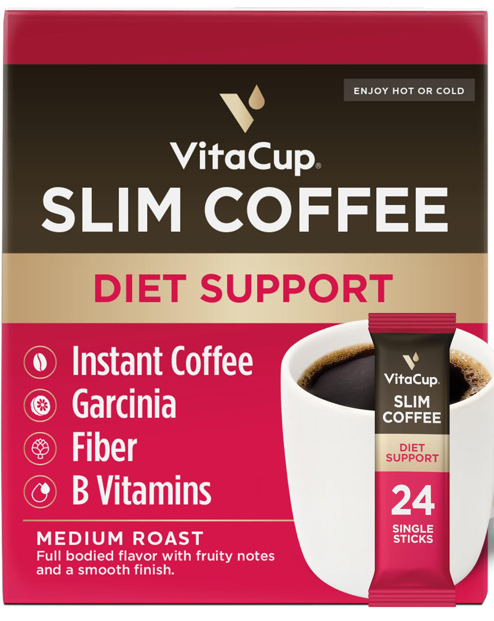 VitaCup Slim packaging front shows premium Arabica for daily ritual