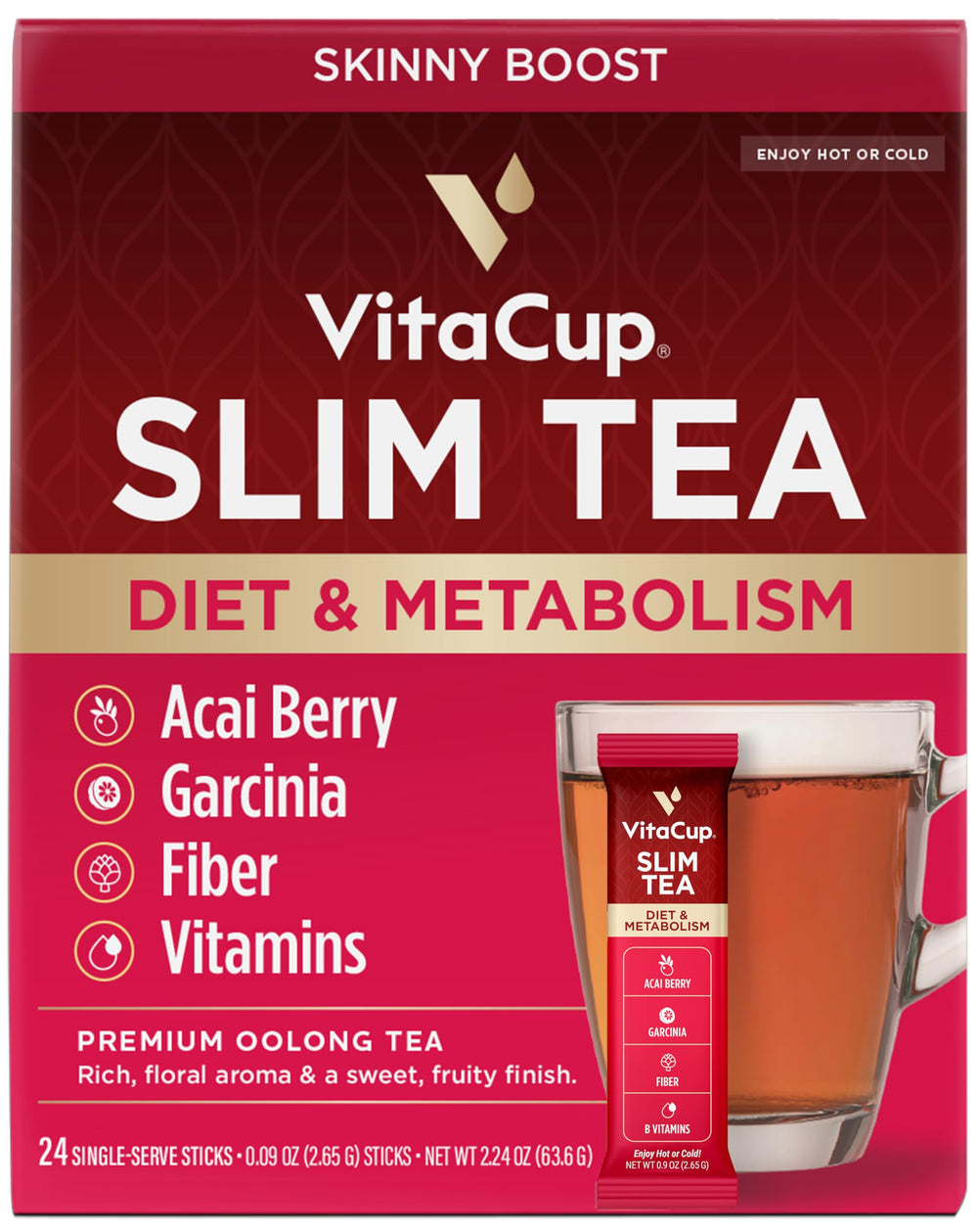 VitaCup Slim instant tea stick packaging for on-the-go diet support.