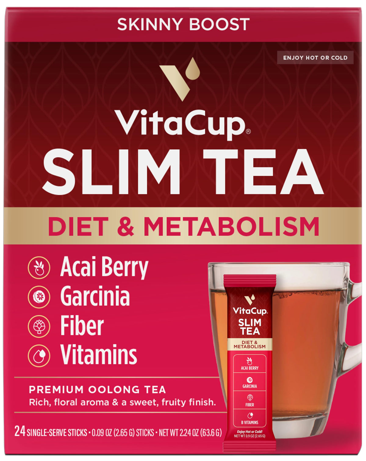 VitaCup Slim instant tea stick packaging for on-the-go diet support.