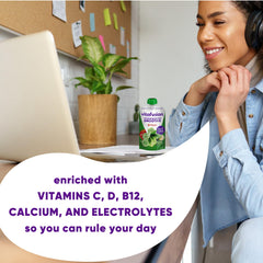 Vitafusion smoothie pouch emphasizes electrolytes and 3 g fiber in a portable cup