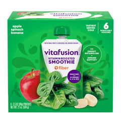 Vitafusion Vitamin-Boosted Smoothie pouch with Apple Spinach Banana for on-the-go nutrition