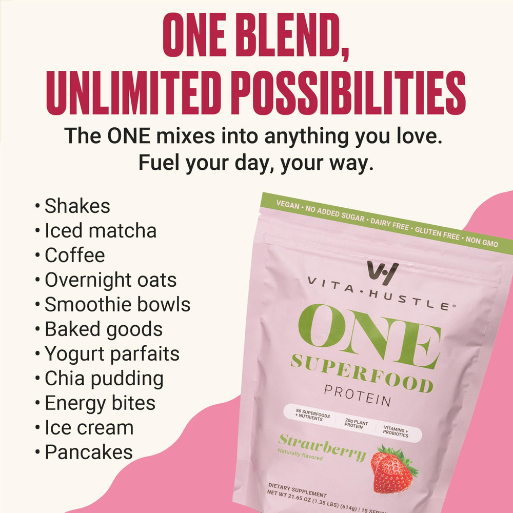 VitaHustle glass-with-ice; ready-to-drink look for quick nutrition on the go.