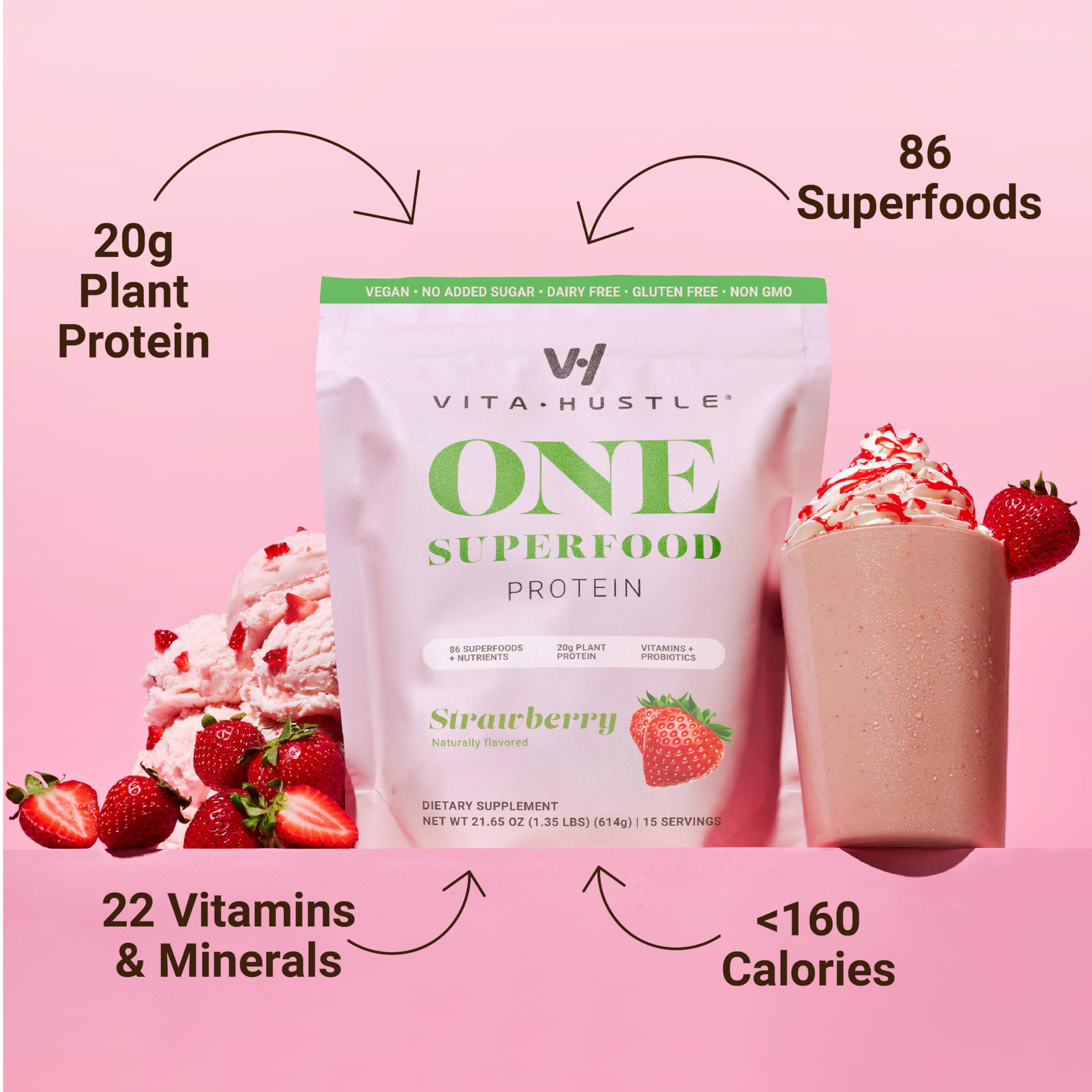 VitaHustle All-in-One Shake shaker; mix for quick, convenient plant protein.
