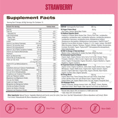 VitaHustle All-in-One Shake strawberry powder bag; plant-based protein with 86+ superfoods in a single scoop.