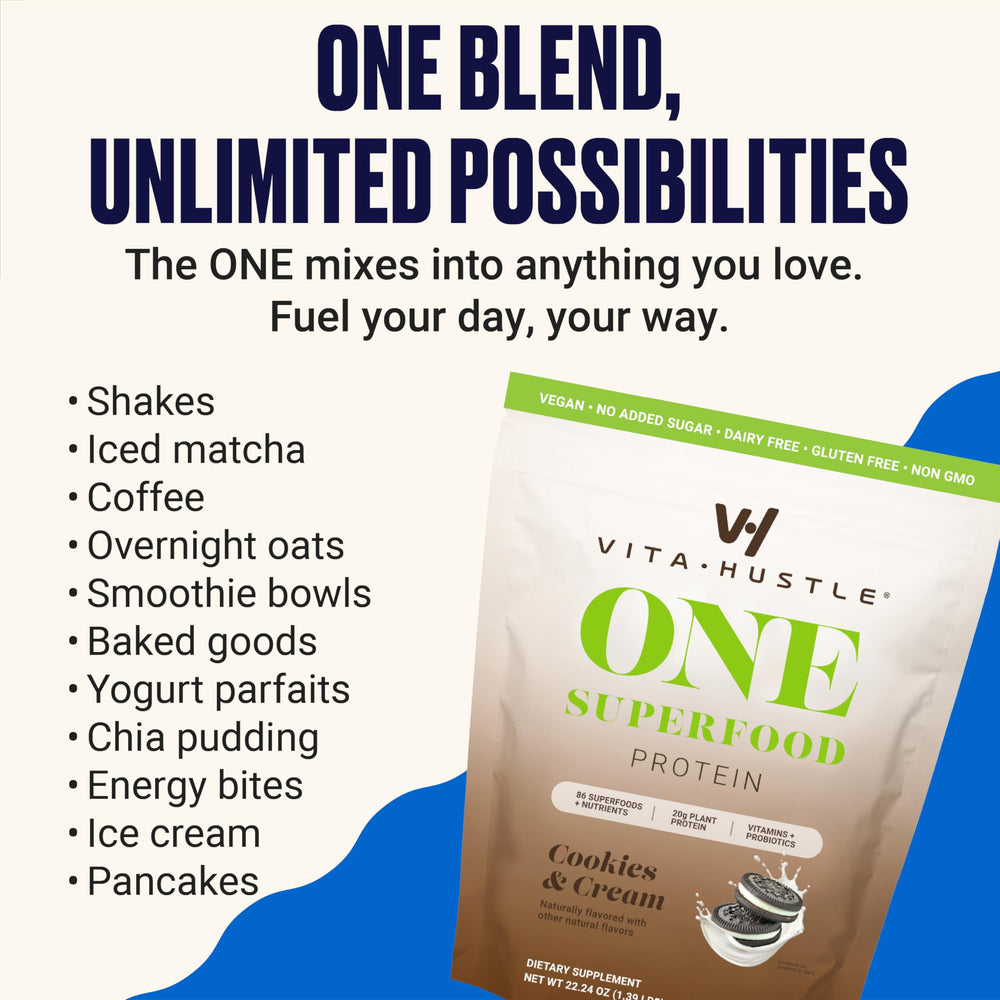 VitaHustle digestive blend supports digestion during protein use.