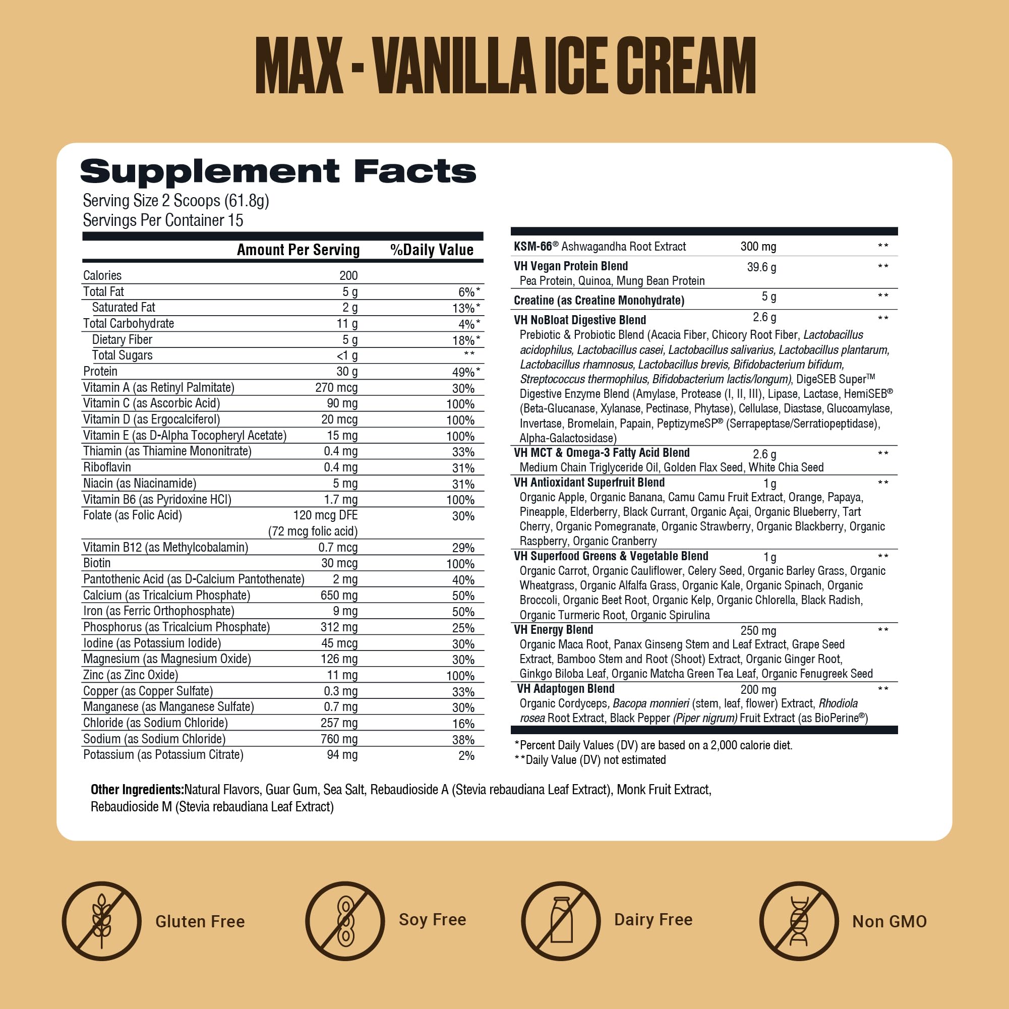 Probiotics icon on VitaHustle ONE Max Protein packaging emphasizes gut-friendly ingredients