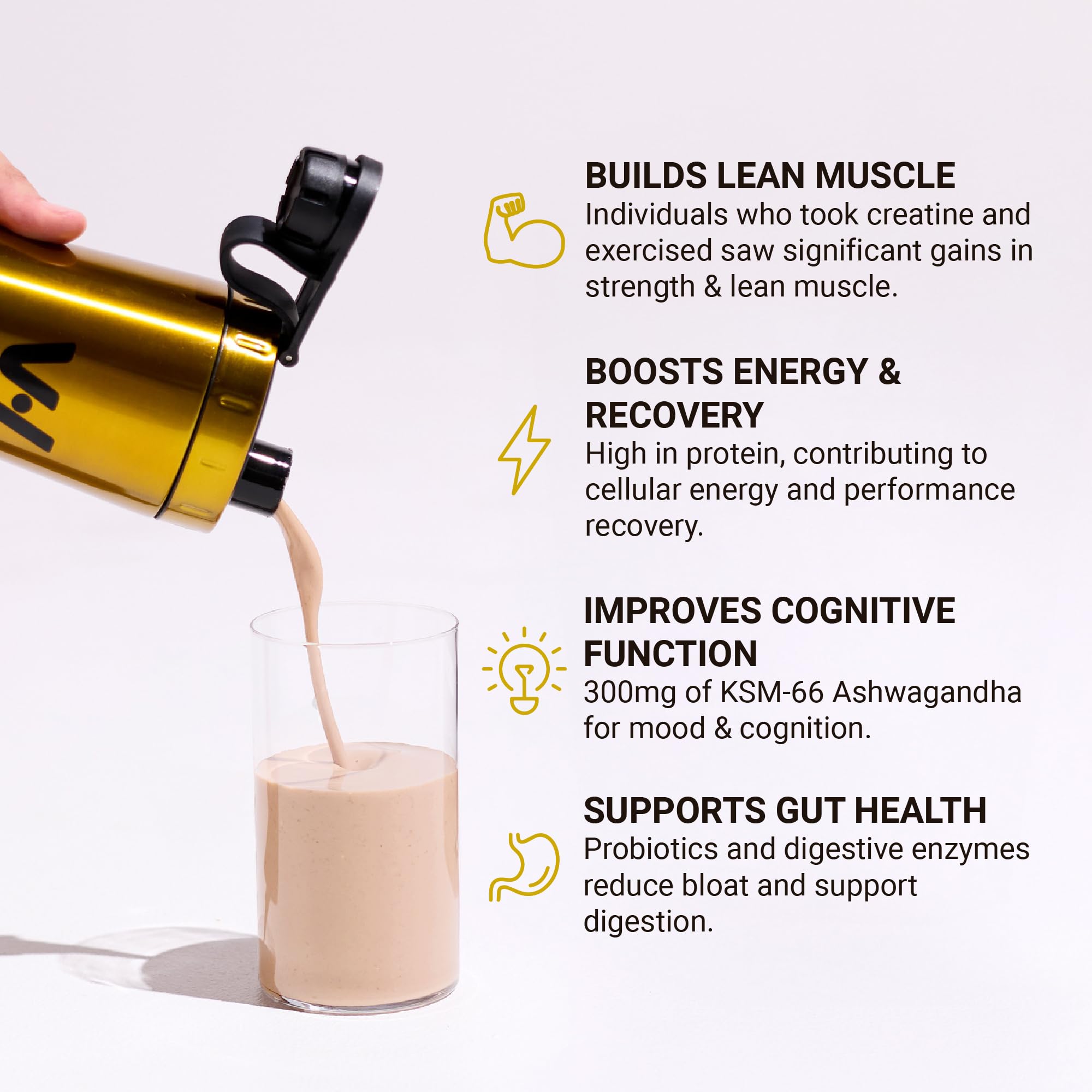 VitaHustle ONE Max Protein shaker ready to mix a creamy shake