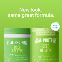 Vital Proteins Beef Gelatin Powder scoop beside jar for precise measuring in cooking