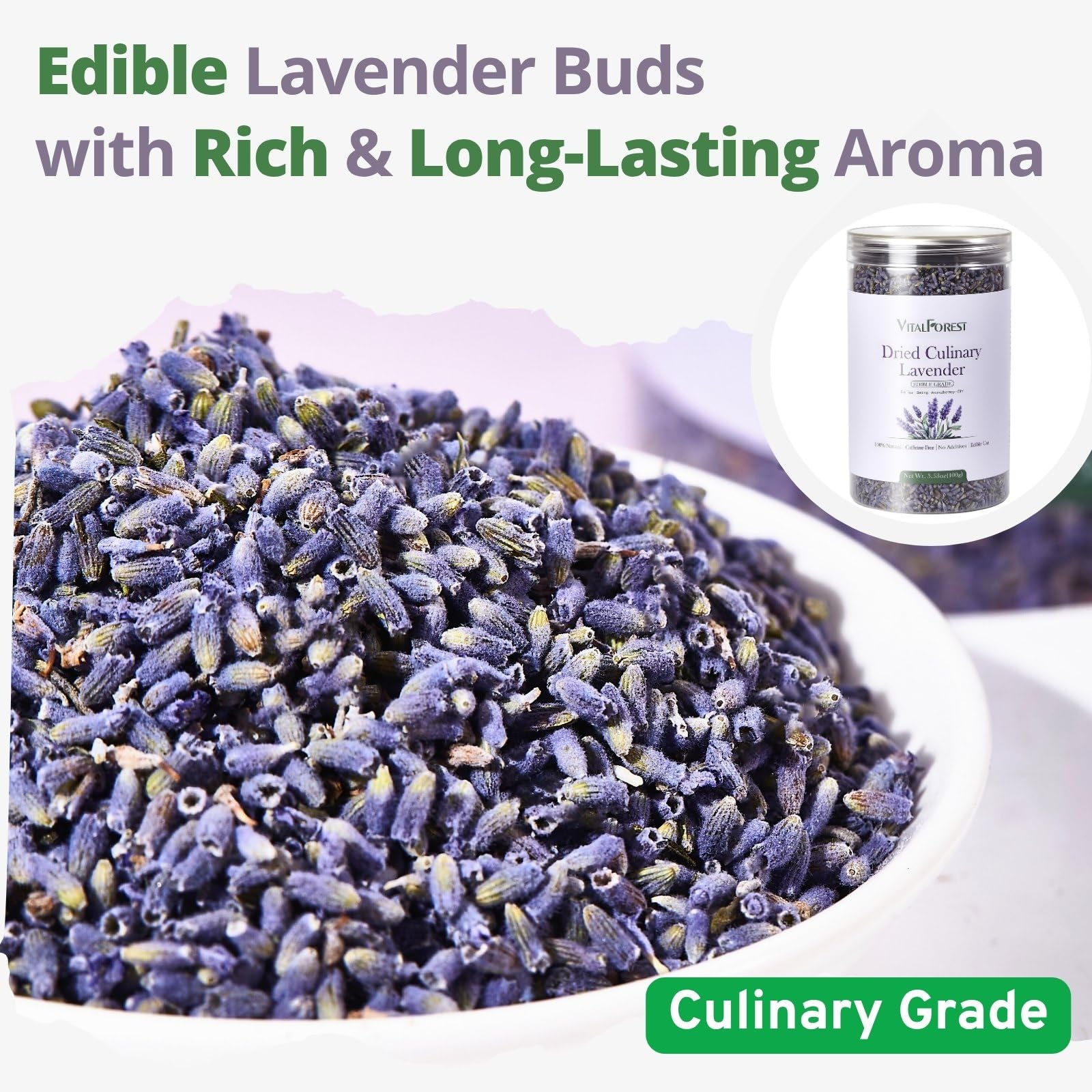 VitalForest lavender buds in a glass tea setup for fragrant infusions.