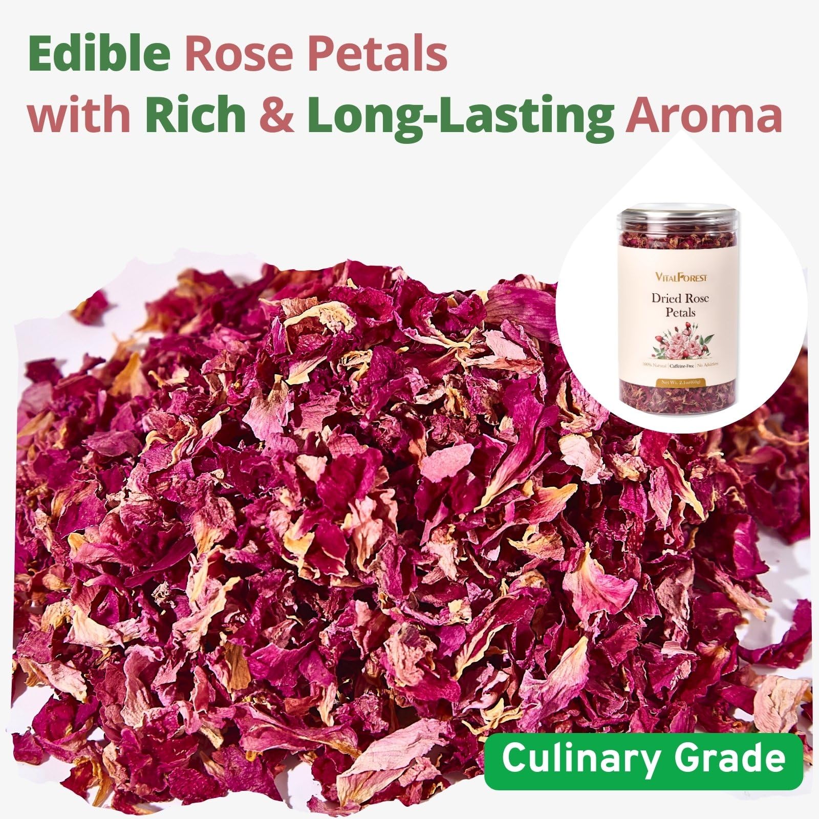 VitalForest edible rose petals baking used in desserts and pastries