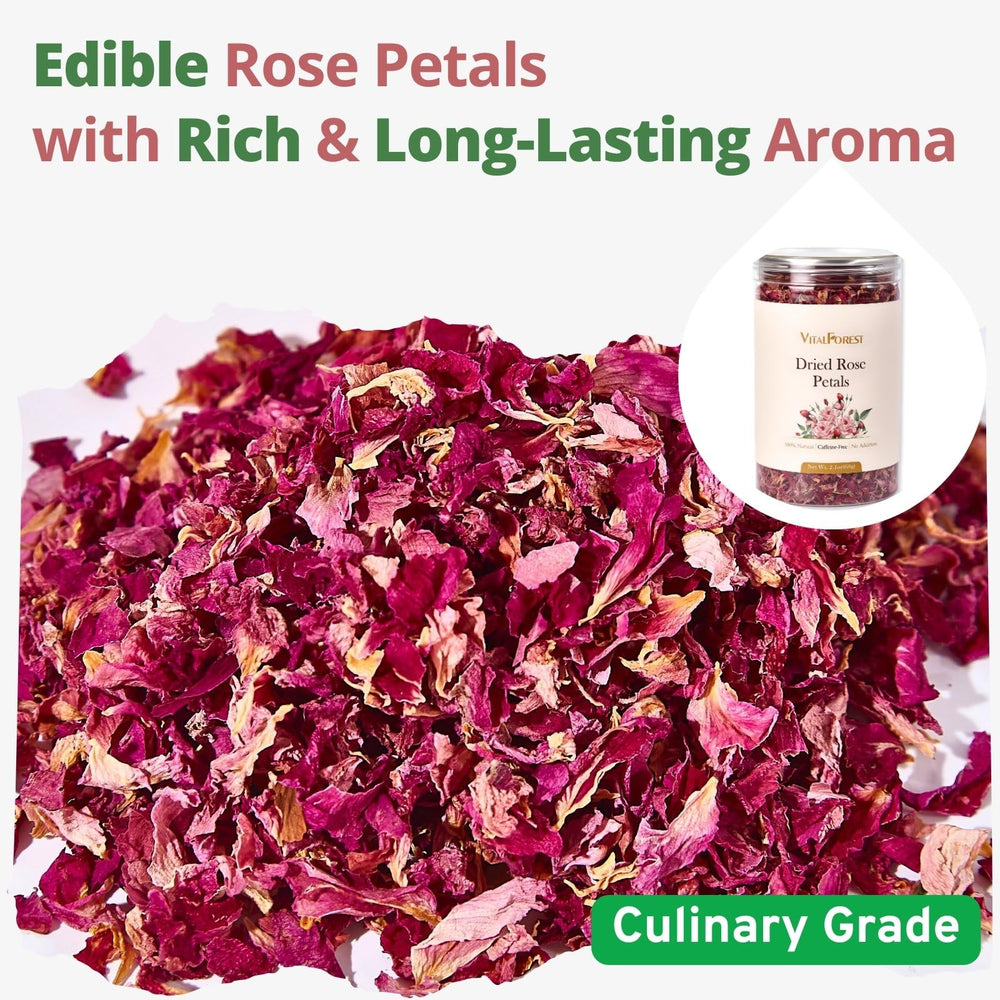 VitalForest edible rose petals baking used in desserts and pastries
