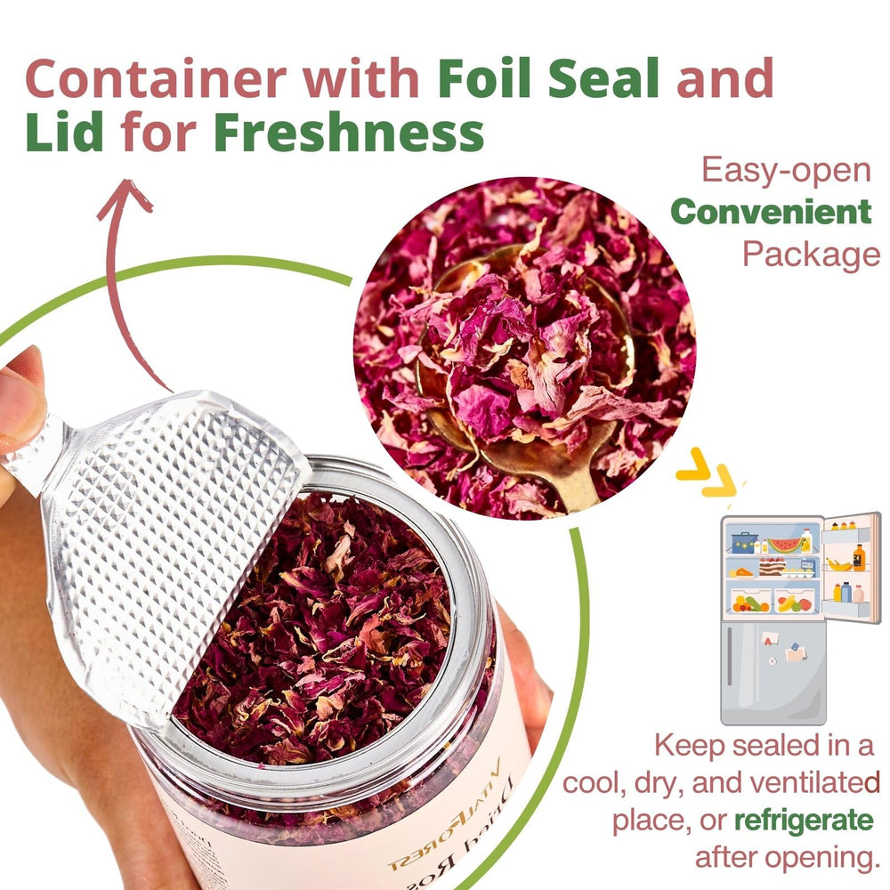 VitalForest rose petals yogurt bowl as colorful topping