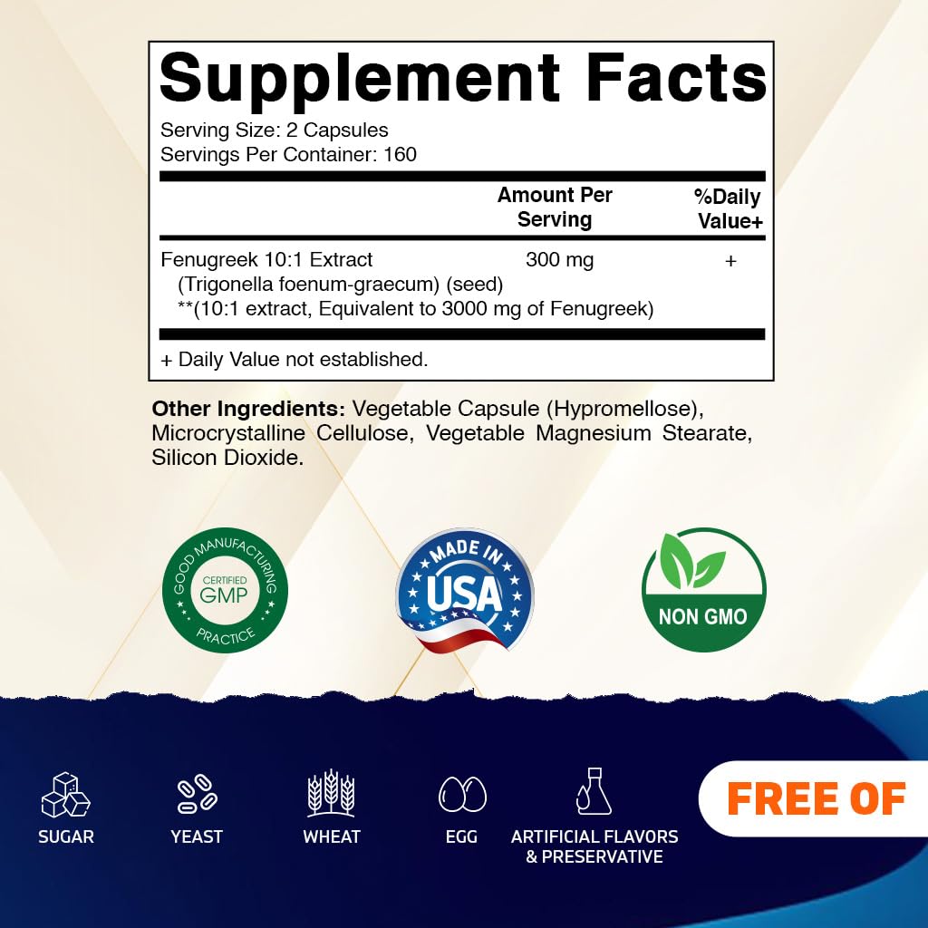 Vitamatic Fenugreek Capsules close-up highlights 3000 mg strength