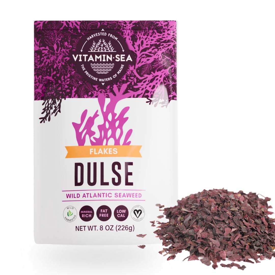 VITAMINSEA Dulse dried seaweed flakes enhance savory flavor in soups and salads.