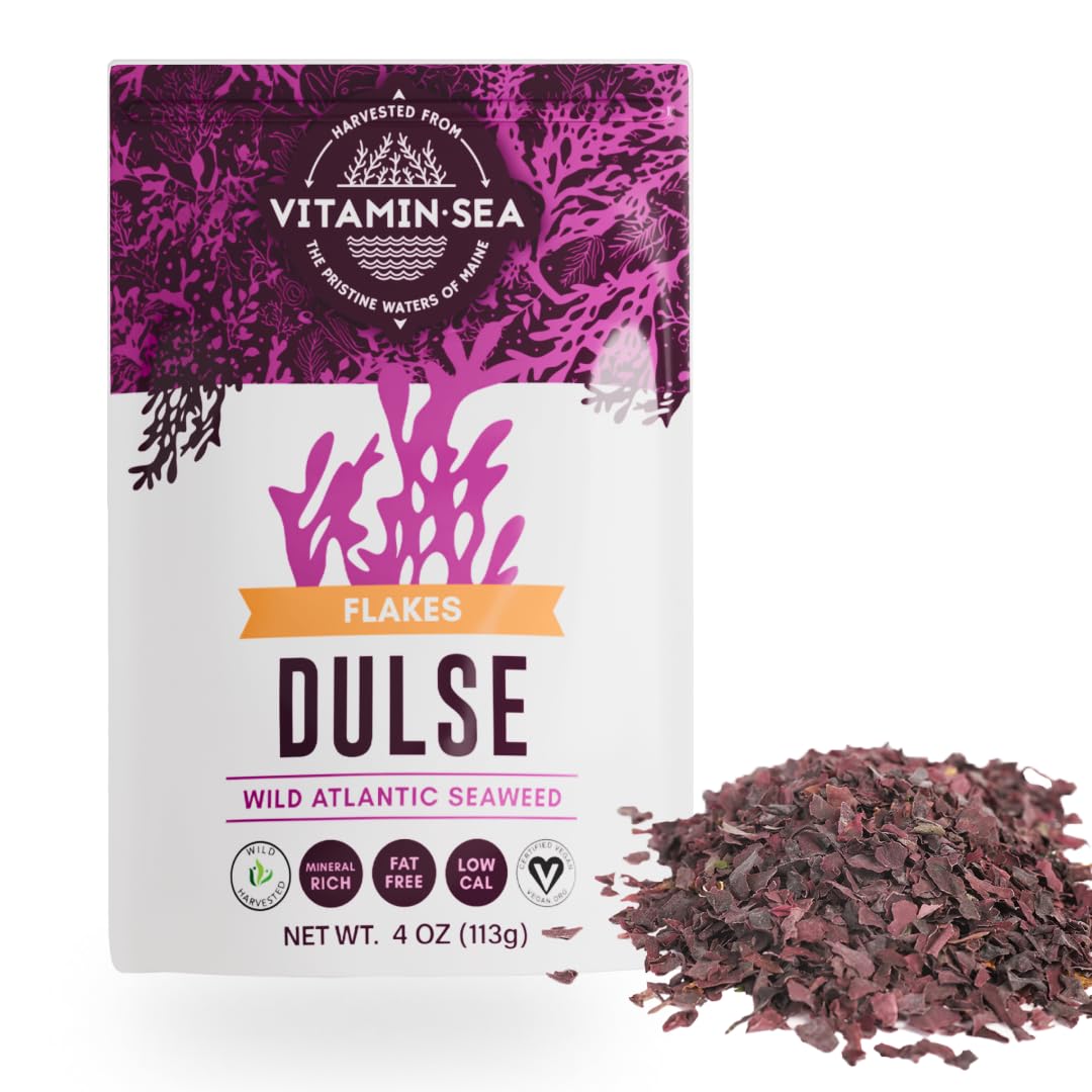 VITAMINSEA dulse dried seaweed flakes for savory finishing and nutrition