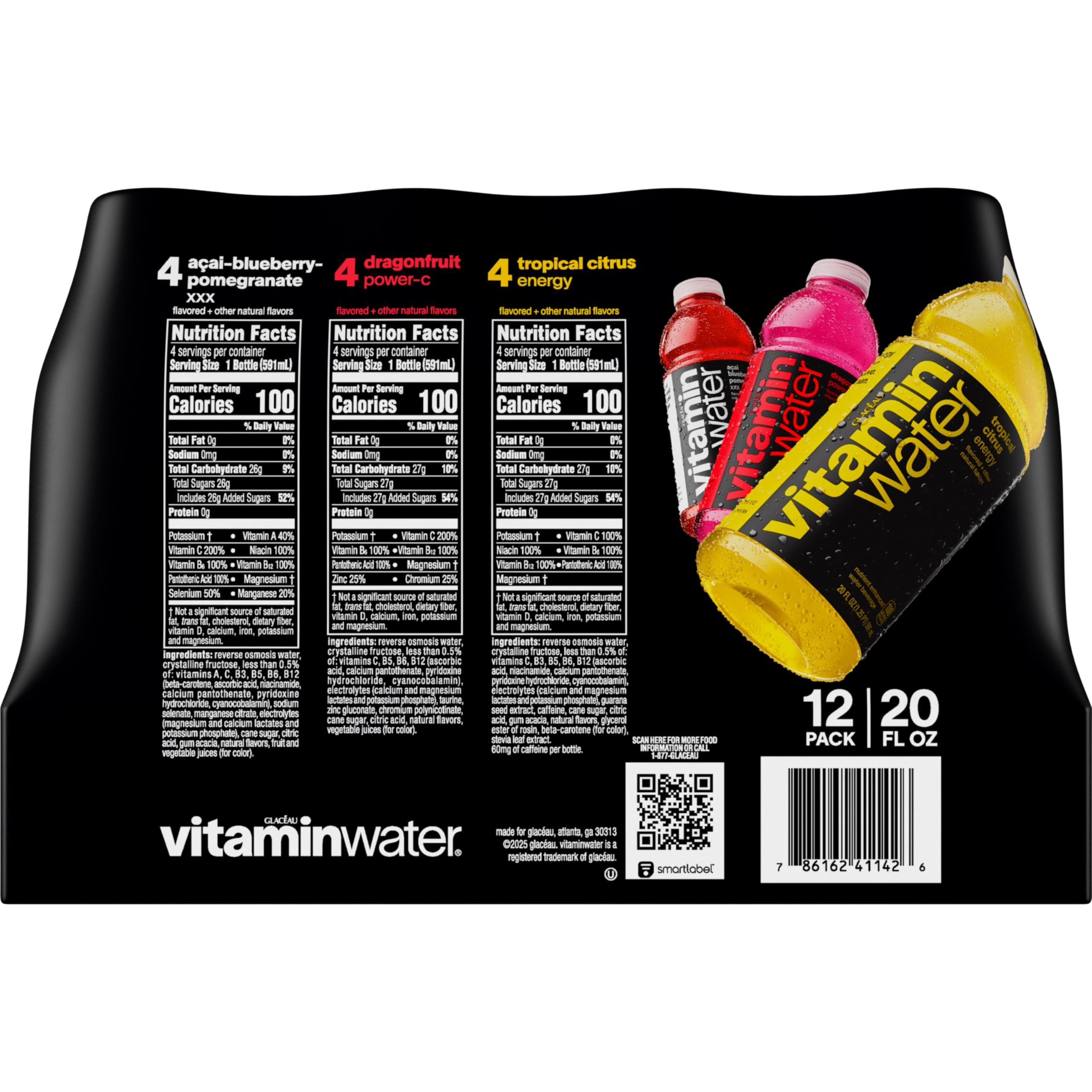 Vitaminwater Energy Tropical Citrus bottle highlights caffeine for a daytime energy lift.