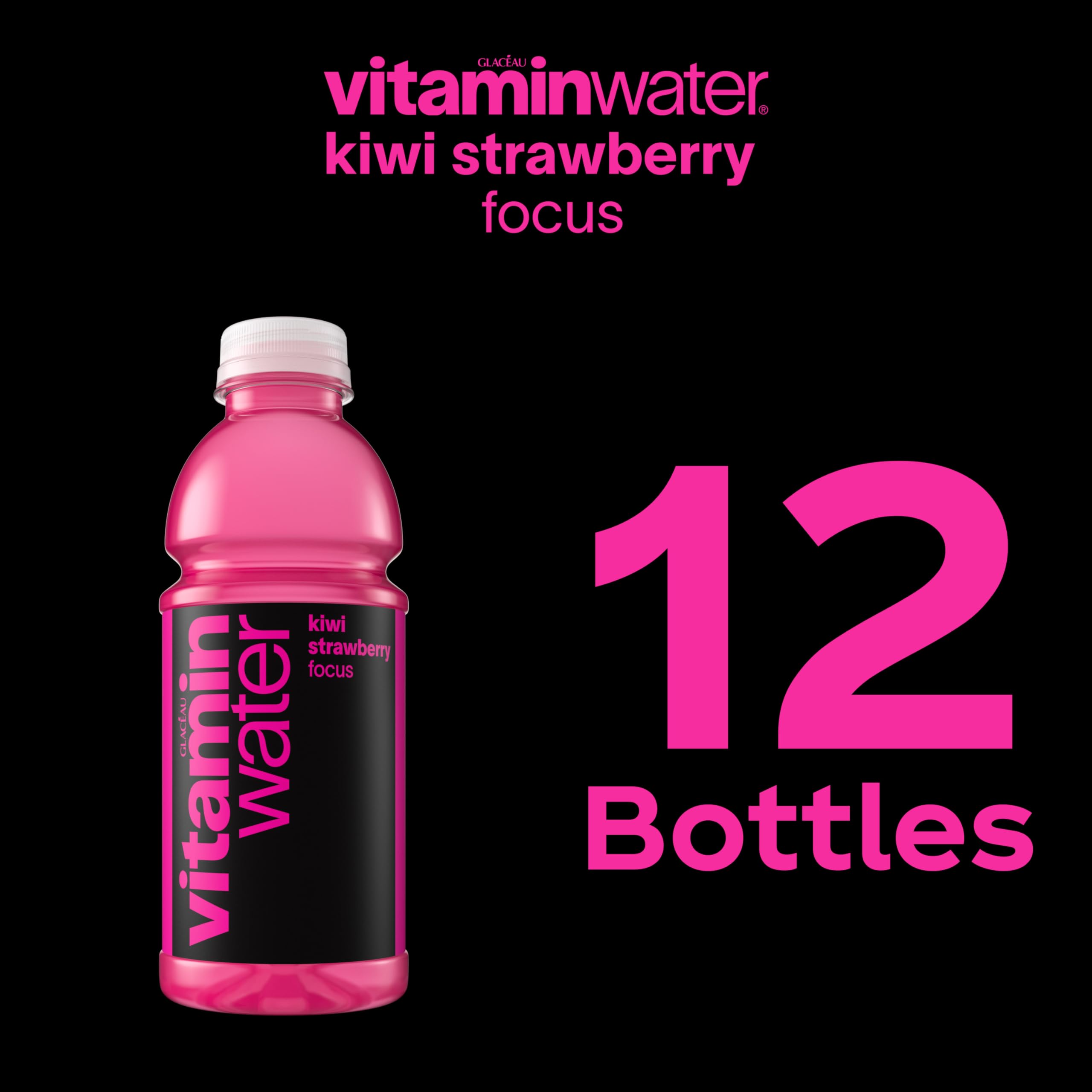 Vitaminwater Focus Kiwi Strawberry pack-12-bottles communicates value for family purchases