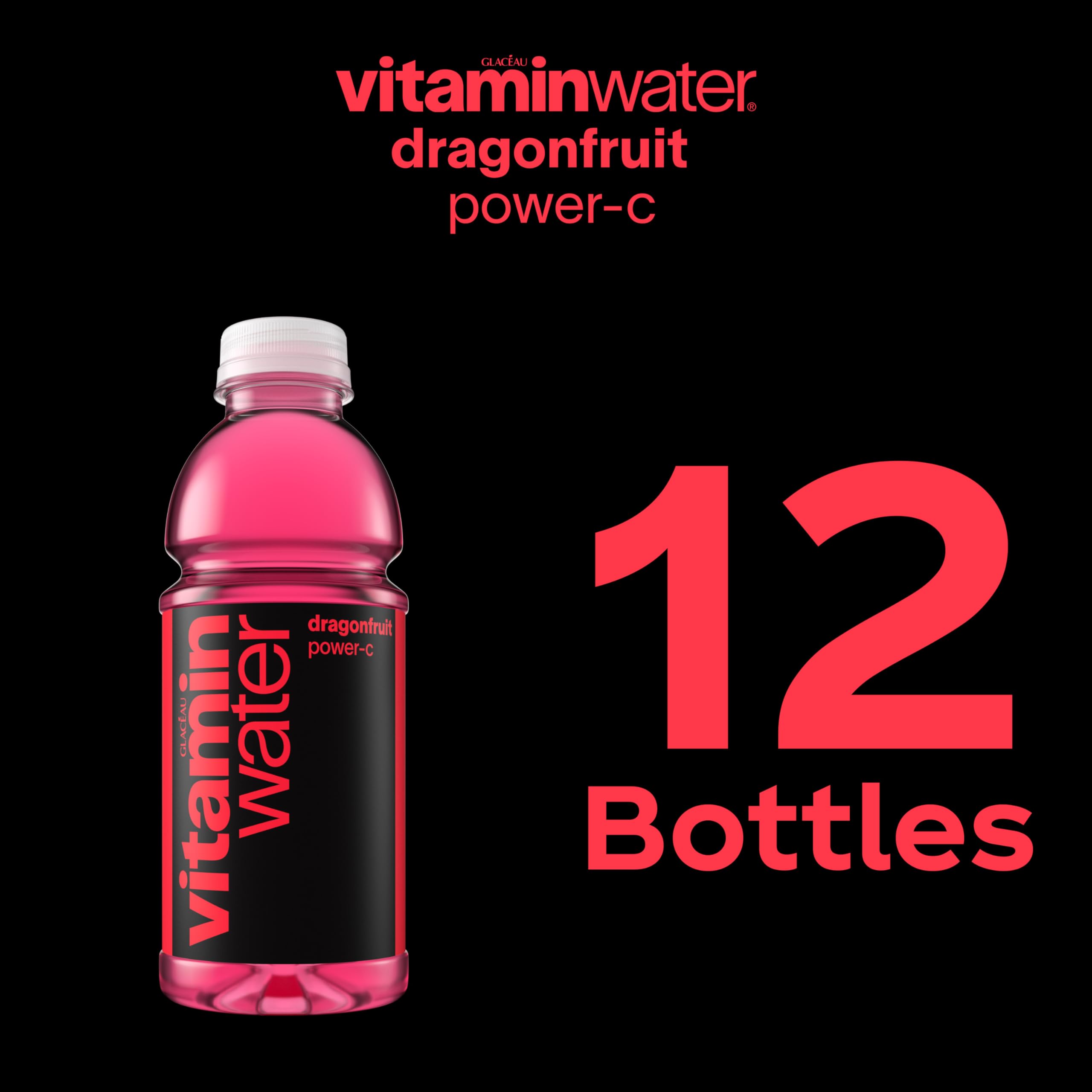 Vitaminwater Power-C Dragonfruit 12-pack packaging for quick storage.