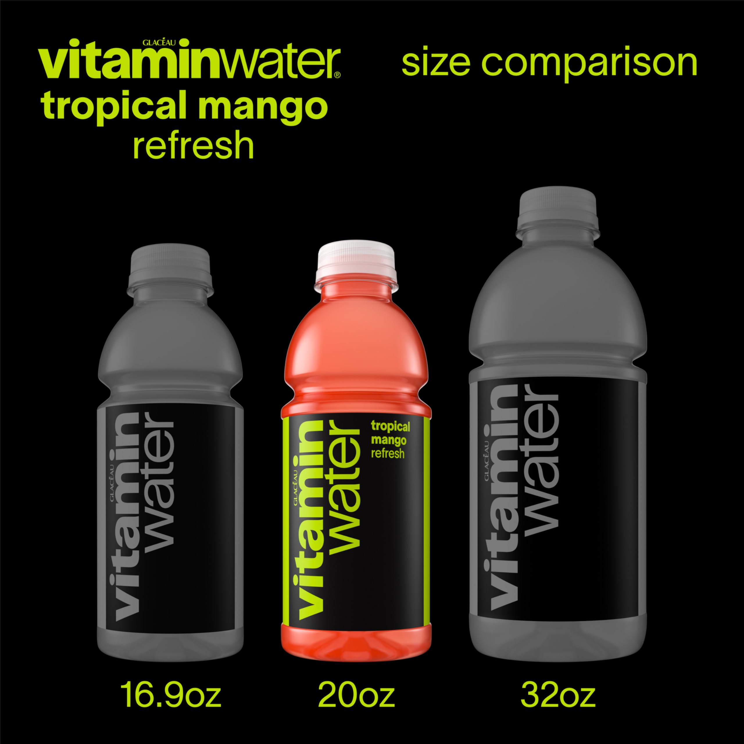 Vitaminwater Refresh Tropical Mango cap close-up showing convenient serving.