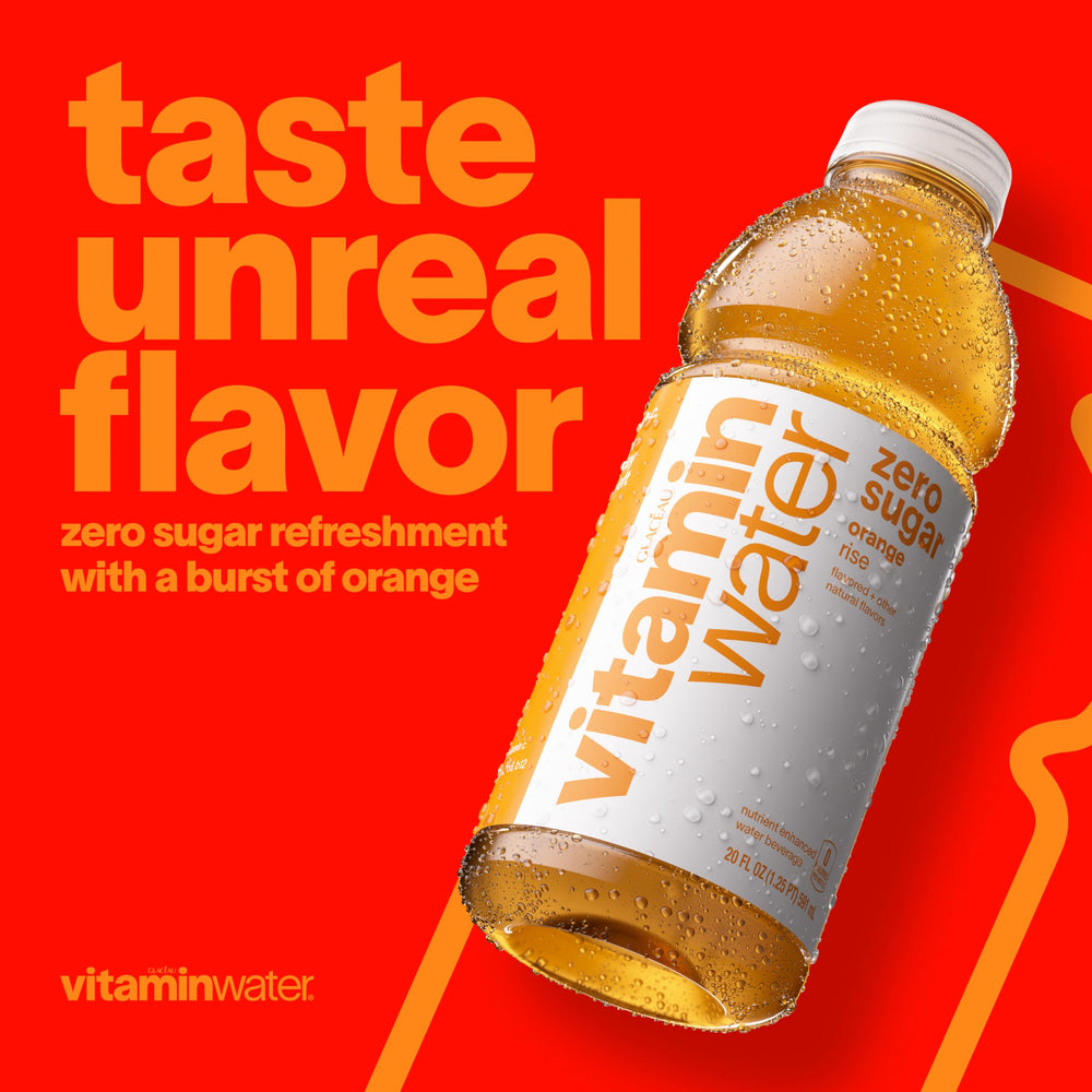 Vitaminwater Rise Orange 20oz bottle ready for gym or commute