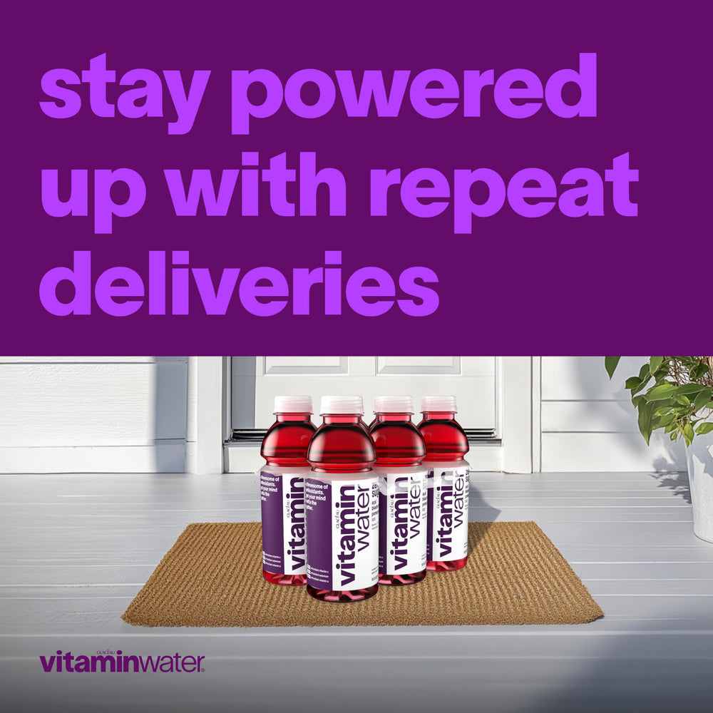 Vitaminwater XXX Acai-Blueberry-Pomegranate lifestyle shot implying on-the-go wellness