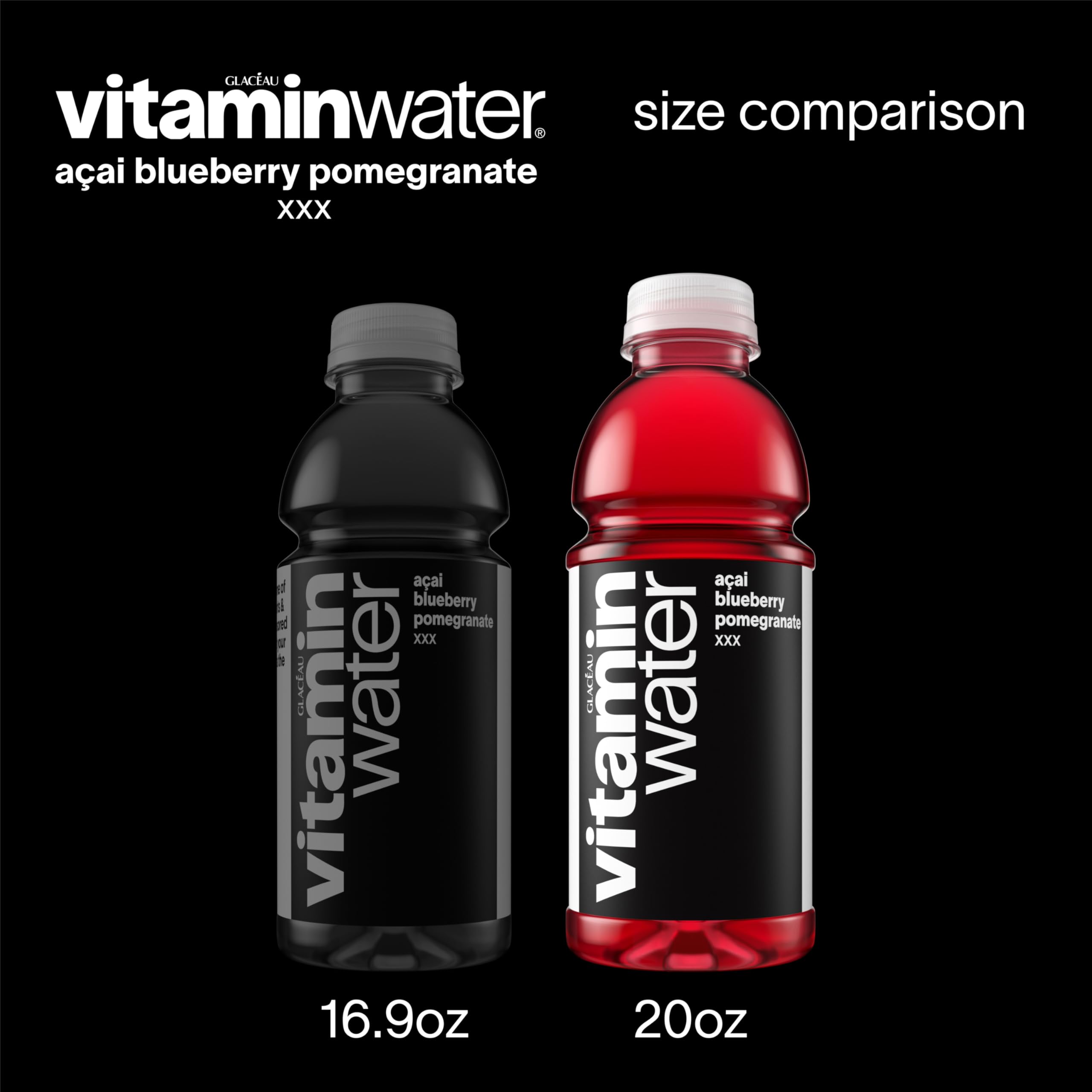 Vitaminwater XXX Acai Blueberry Pomegranate bottle on the go beside a laptop.