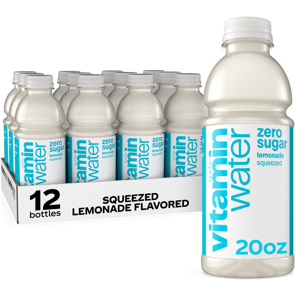 Vitaminwater Zero Sugar Squeezed Lemonade bottle front view with vitamins