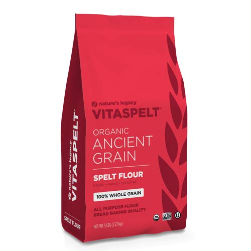 VitaSpelt 5 lb bag front, organic whole spelt flour for everyday baking.