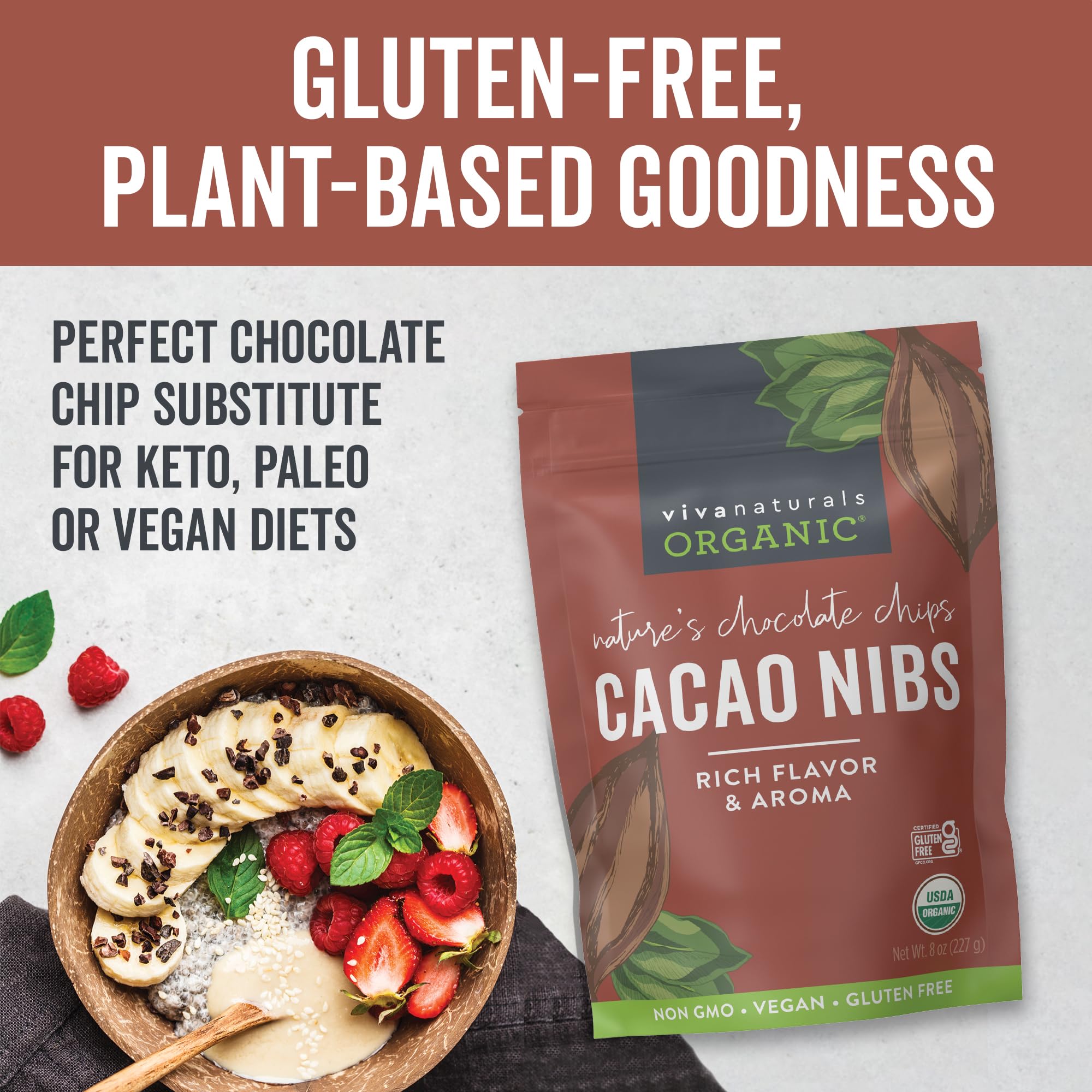 Baking with Viva Naturals cacao nibs in vegan treats