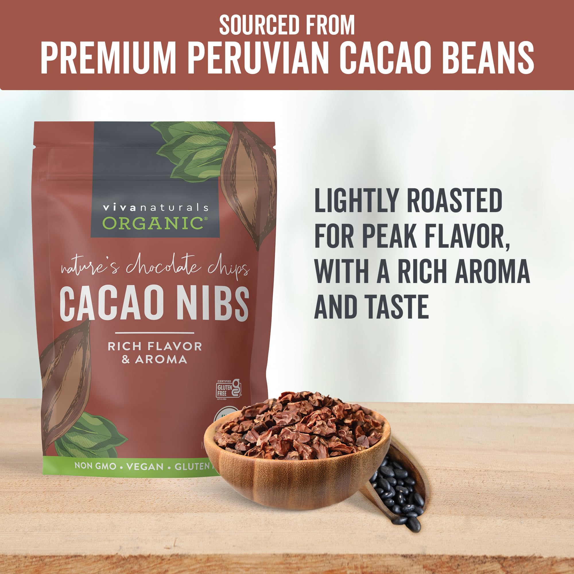 Blended Viva Naturals cacao nibs into a smoothie for richness