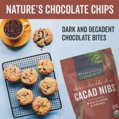 Sprinkling Viva Naturals cacao nibs on cereal for chocolate flavor