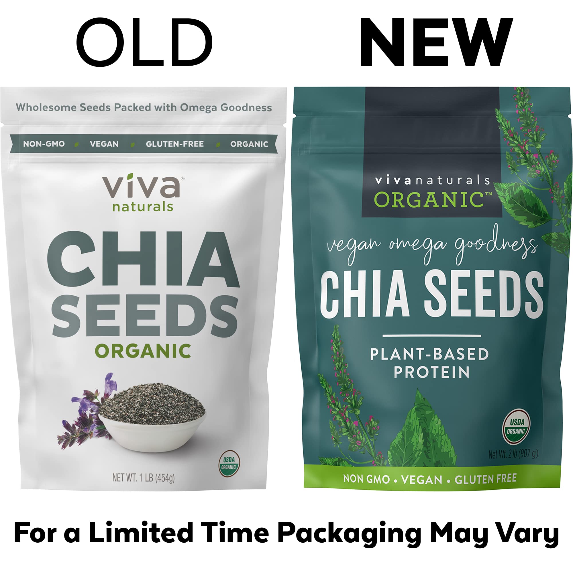 Viva Naturals chia seeds in a kitchen with measuring spoon.