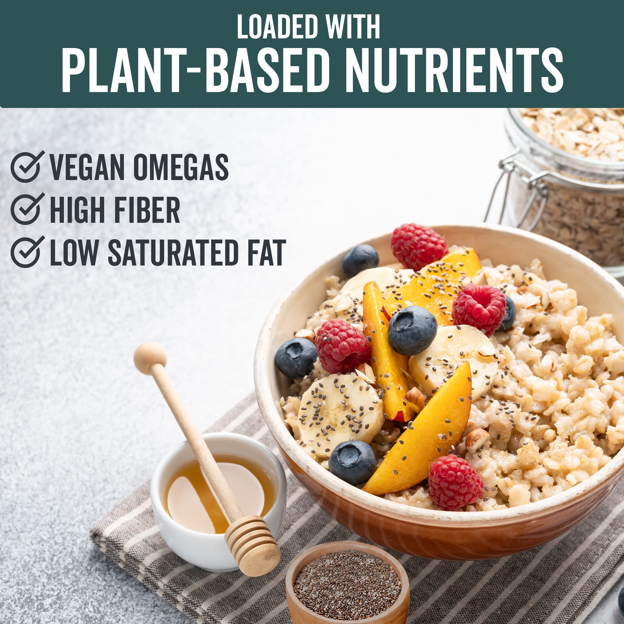 Viva Naturals chia seeds in a smoothie for omega-3 boost.