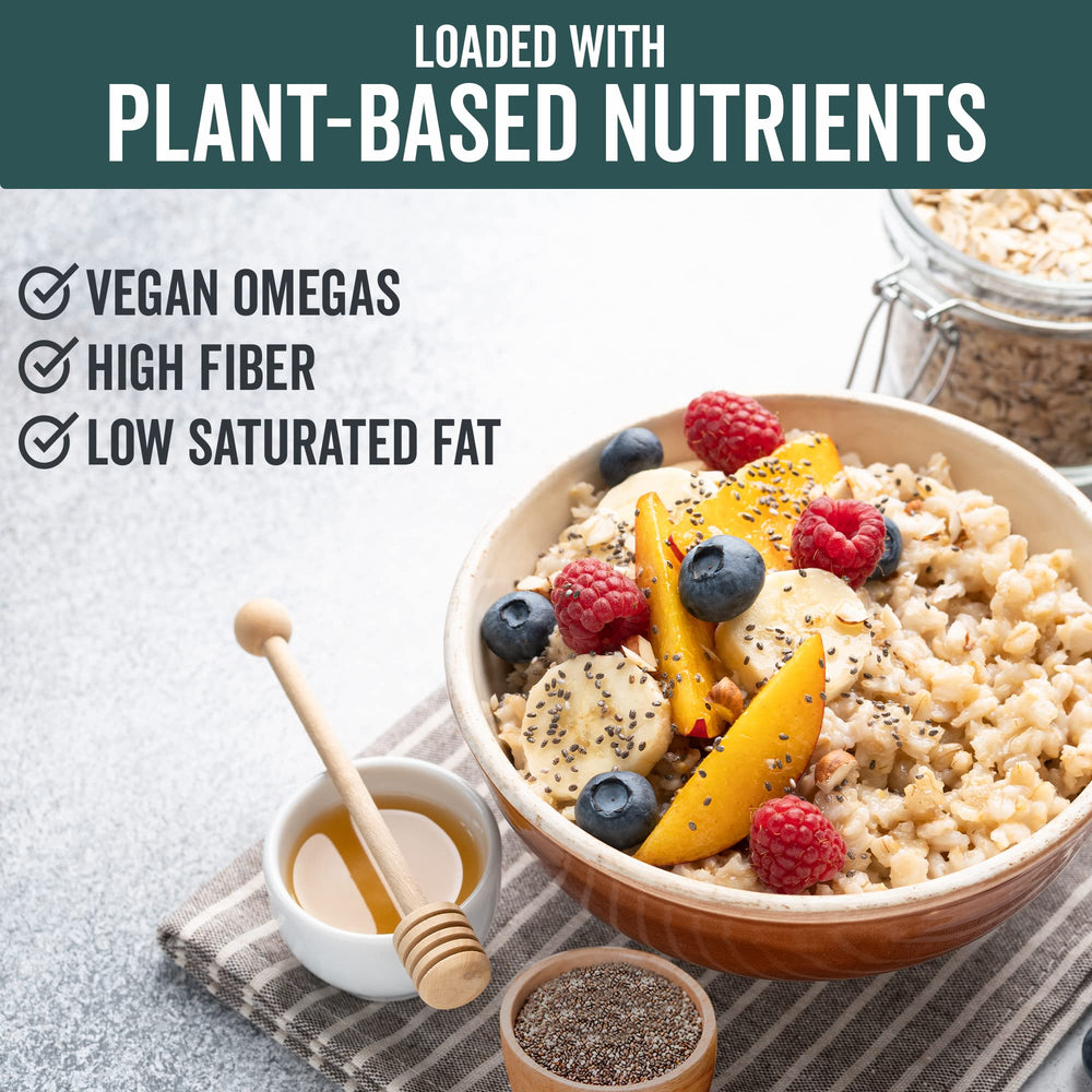 Viva Naturals chia seeds in a smoothie for omega-3 boost.