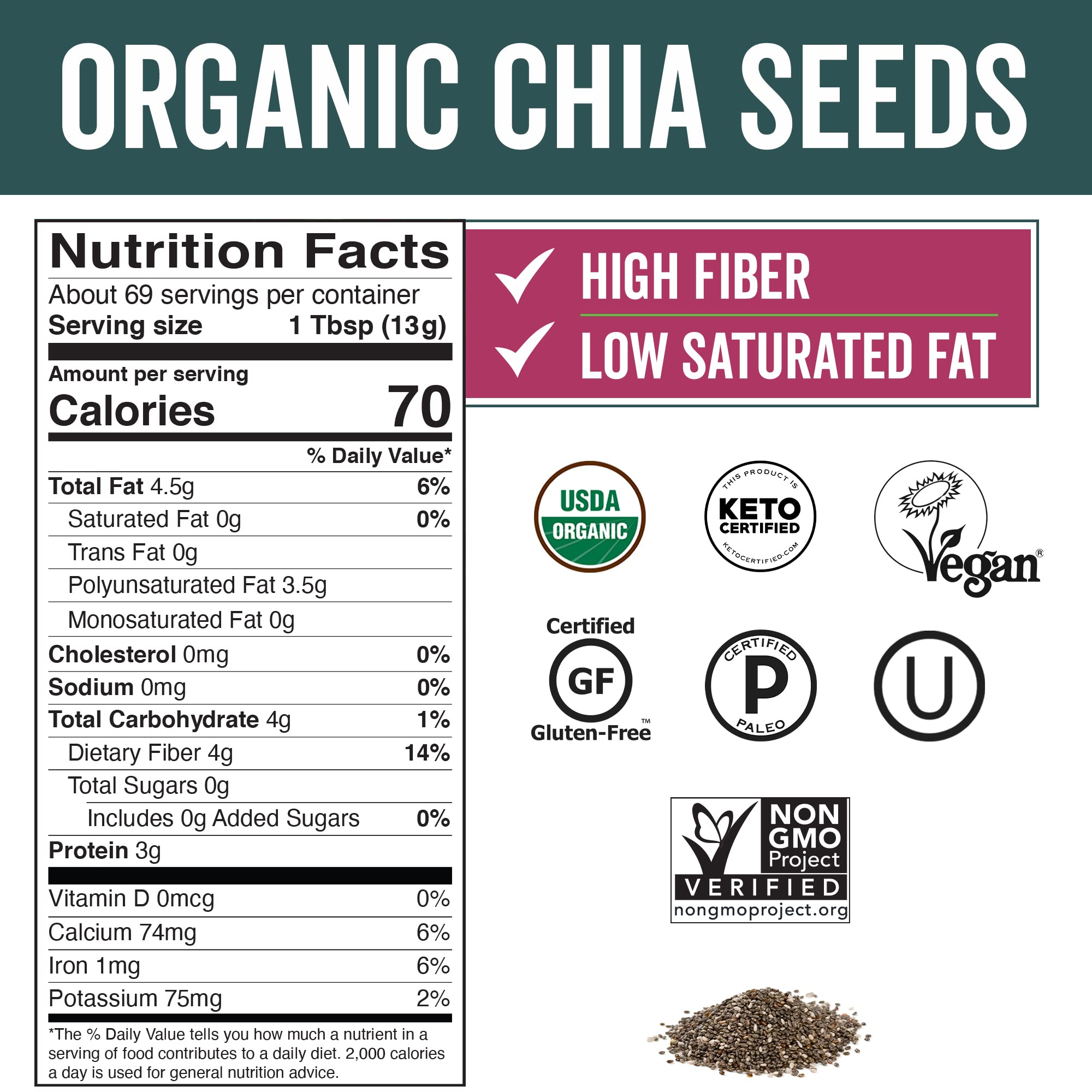 Viva Naturals packaging emphasizing organic and non-GMO verification.