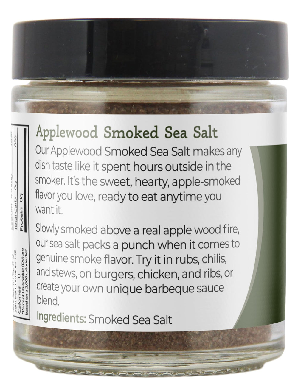 Viva Doria Applewood smoked sea salt jar packaging shows screw-top lid