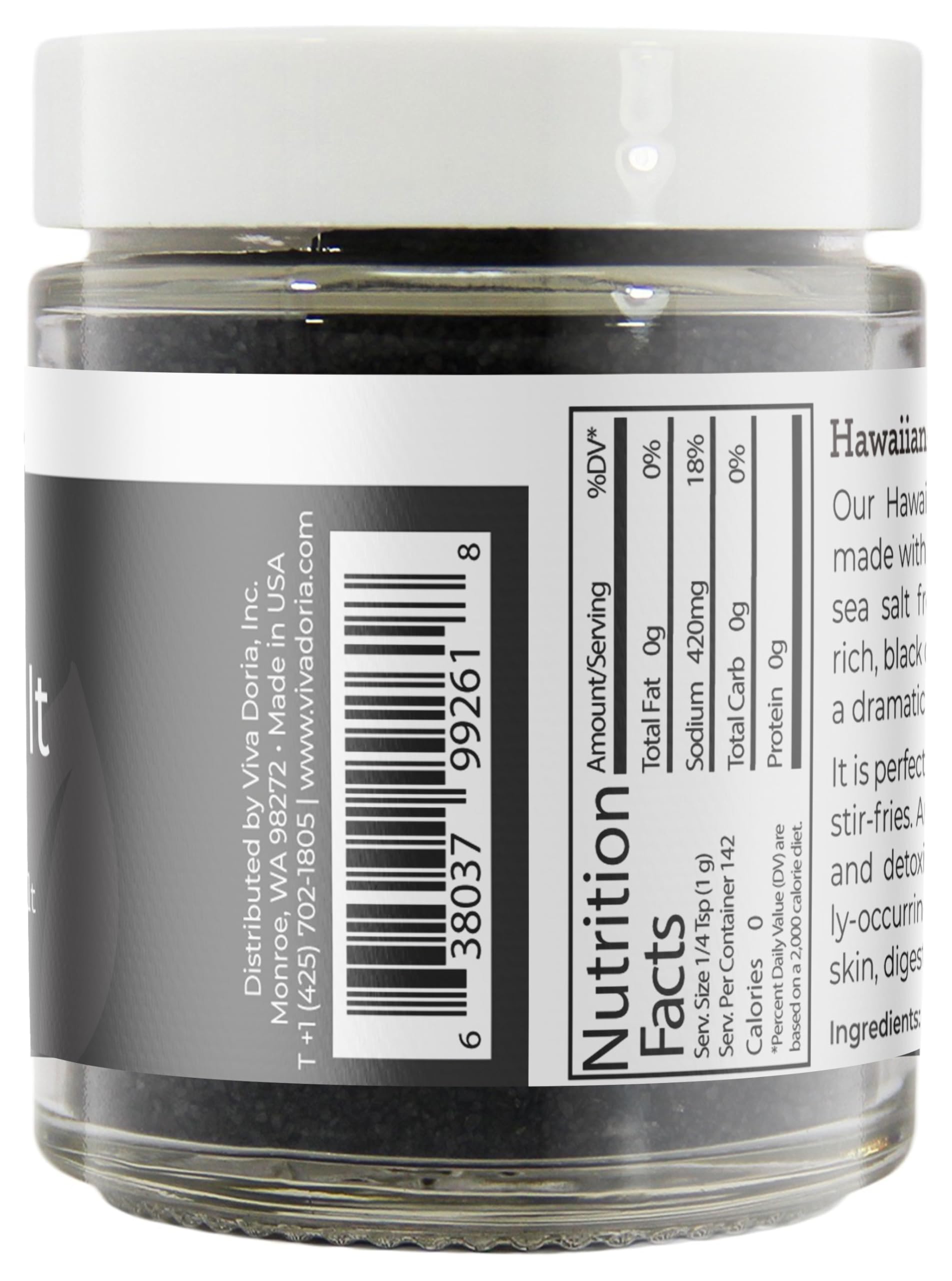 Viva Doria black lava salt crystals highlighting earthy aroma and shine
