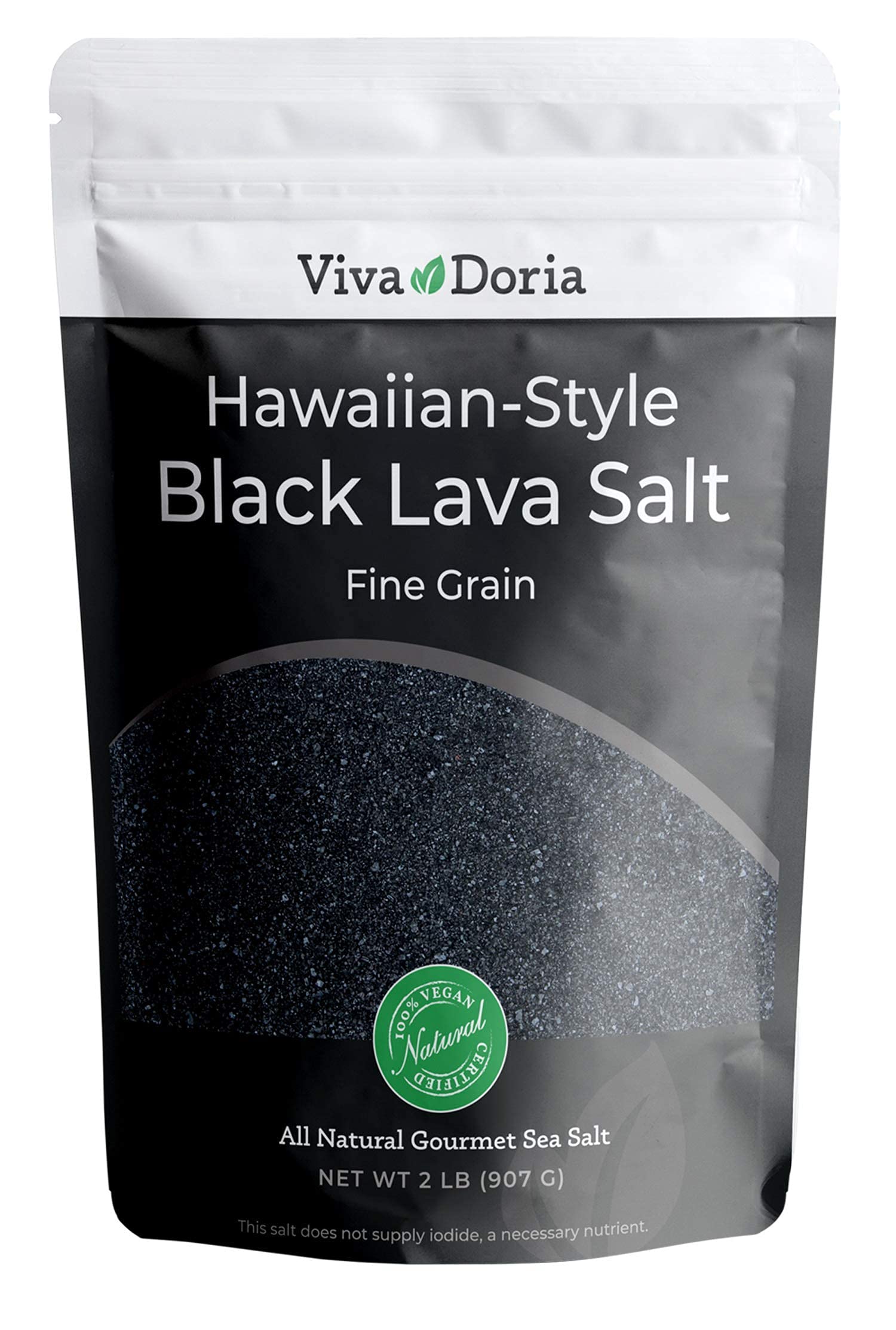Viva Doria Hawaiian Black Lava Sea Salt crystals add smoky depth to dishes.