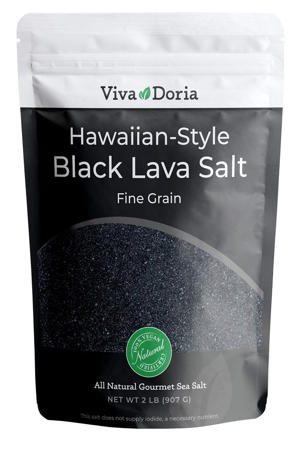 Viva Doria Hawaiian Black Lava Sea Salt crystals add smoky depth to dishes.