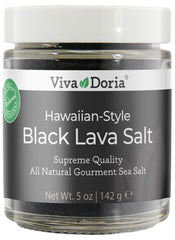Viva Doria Hawaiian black lava salt crystals with fine grains adding smoky depth