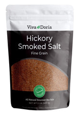 Viva Doria Hickory Smoked Sea Salt bottle close-up enhances grilling flavor