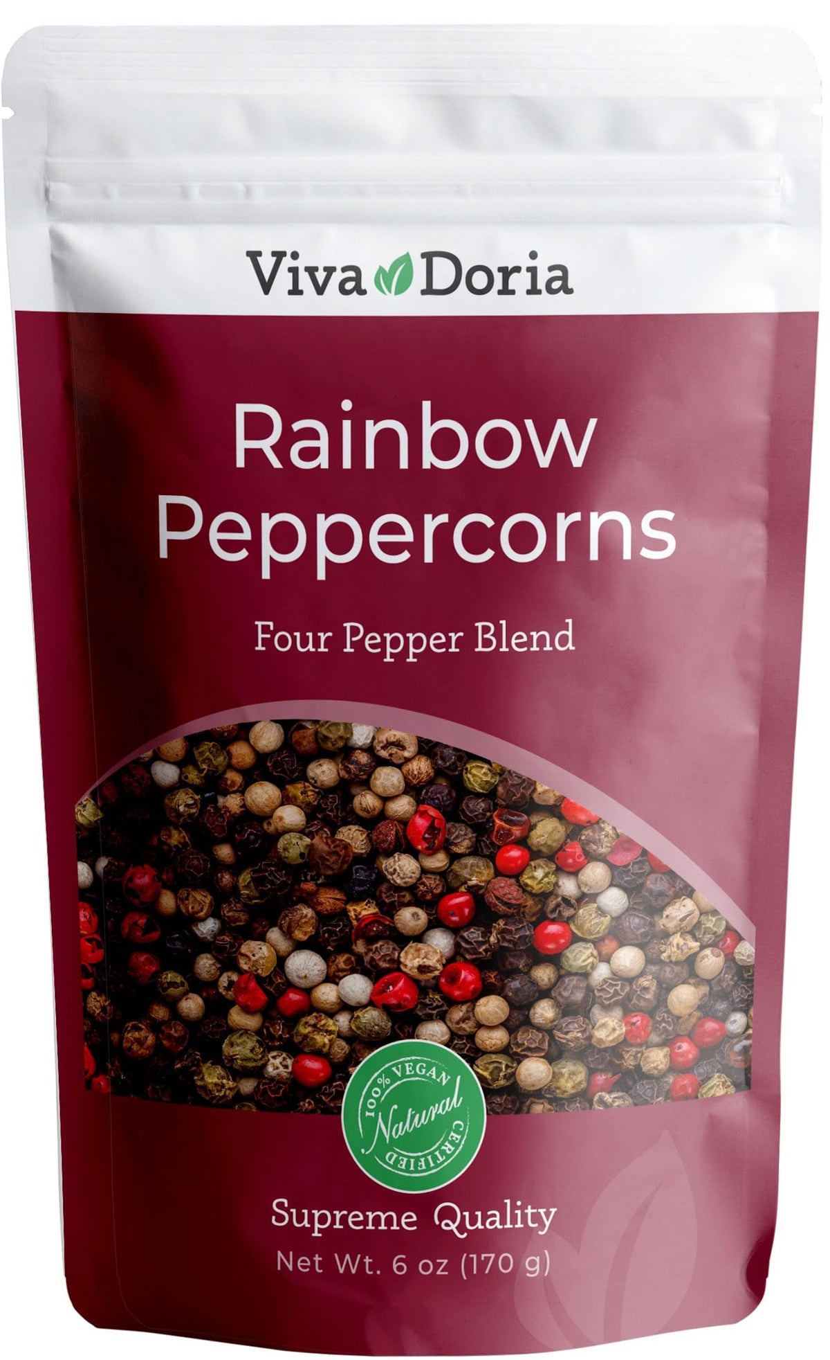 Viva Doria Rainbow Peppercorns bottle pour-ready for flavorful meals