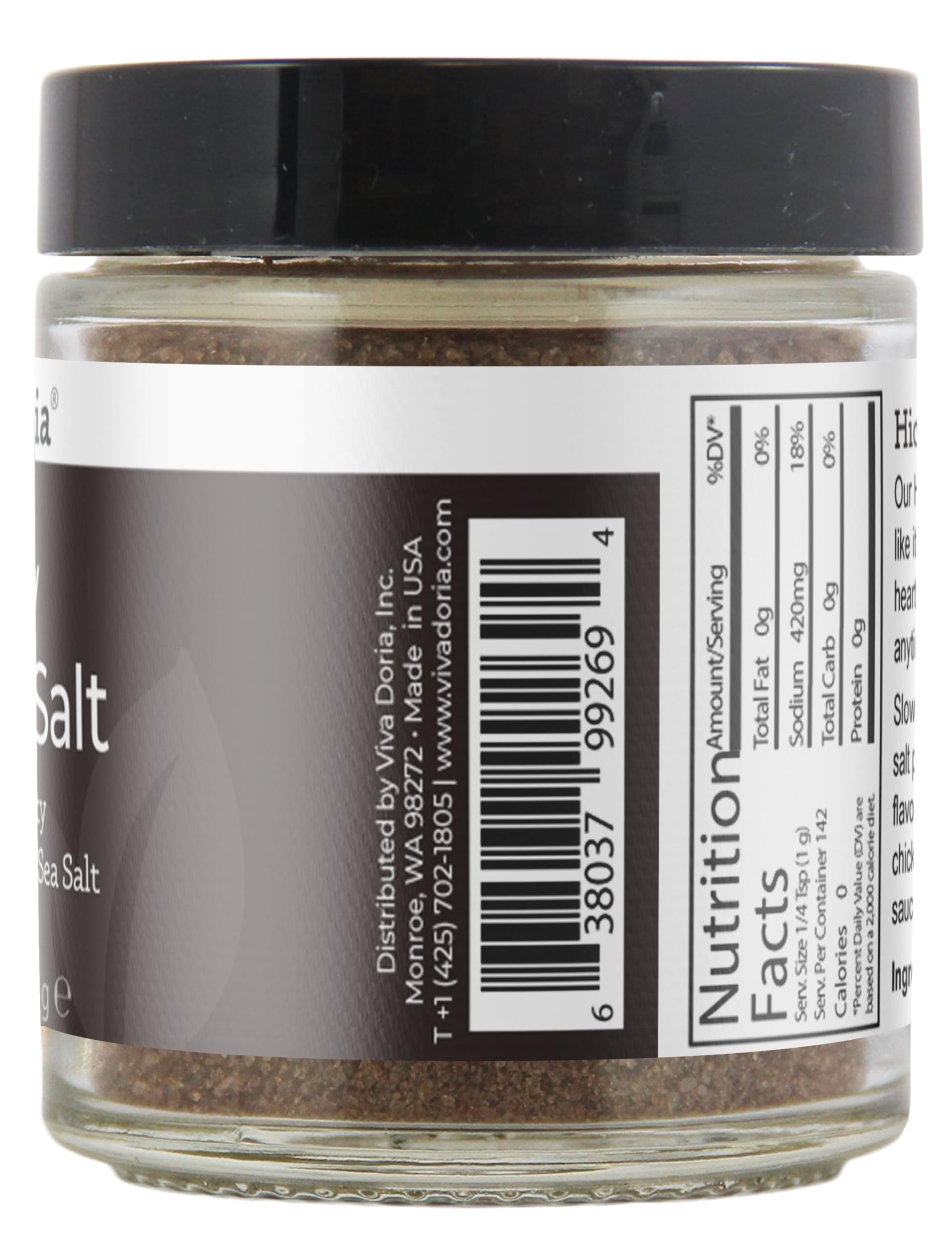 Viva Doria Hickory Smoked Salt on a seared meat dish, adding depth and smokiness.